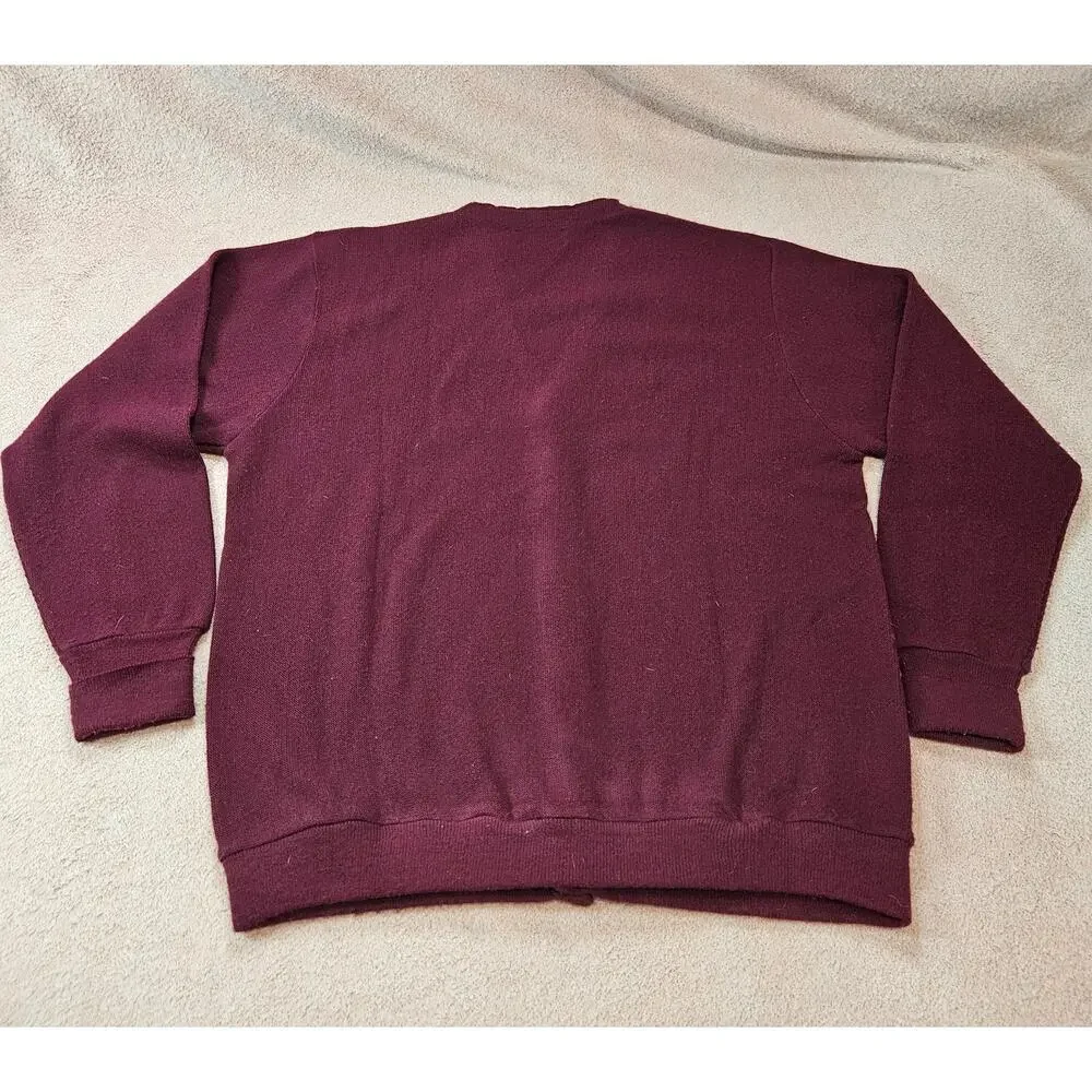 Vintage Izod Men's Burgundy V-Neck Button Cardigan Sweater Made in USA XL